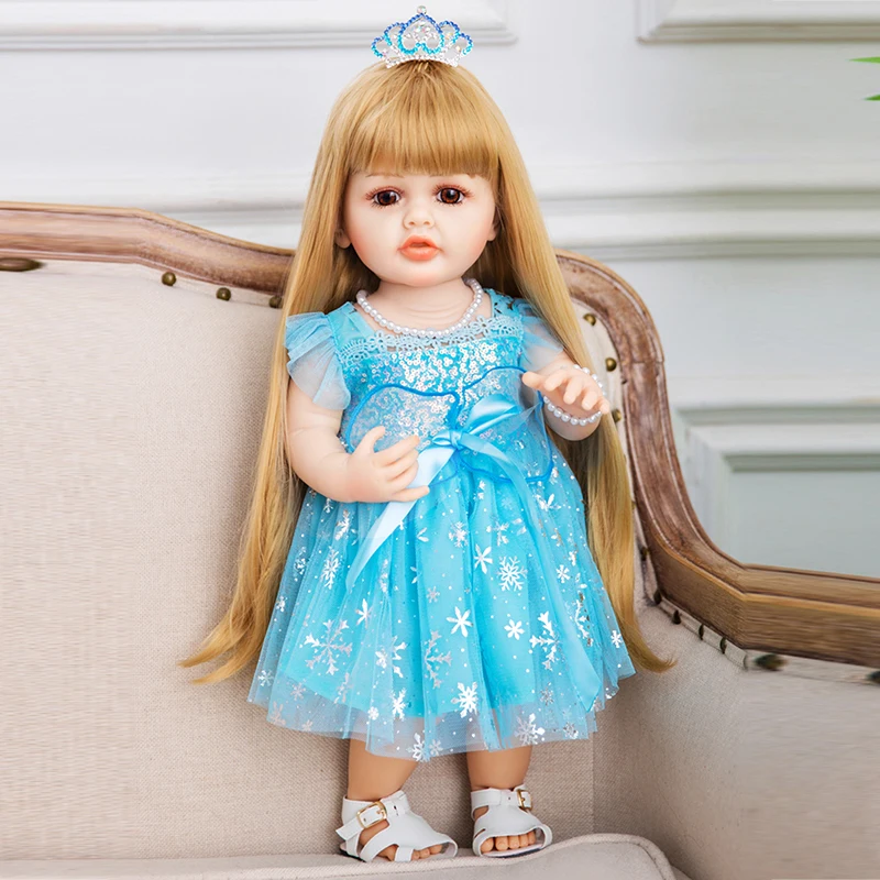

55cm Reborn Baby Doll Full Body Silicone Waterproof Toddler Girl Doll Princess Lifelike Sof Touch 22 inch Toy Christmas Gift