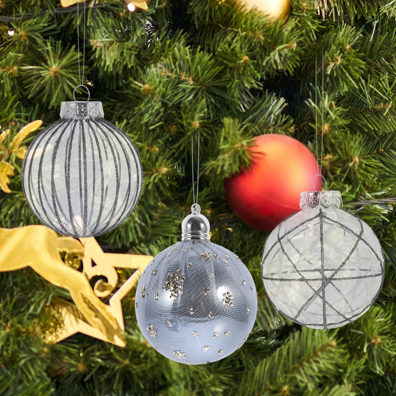 

6 Pcs Christmas Balls Xmas Party Decorations Hanging Adornment Tree Pendant Decorative Plastic Supplies Ornaments