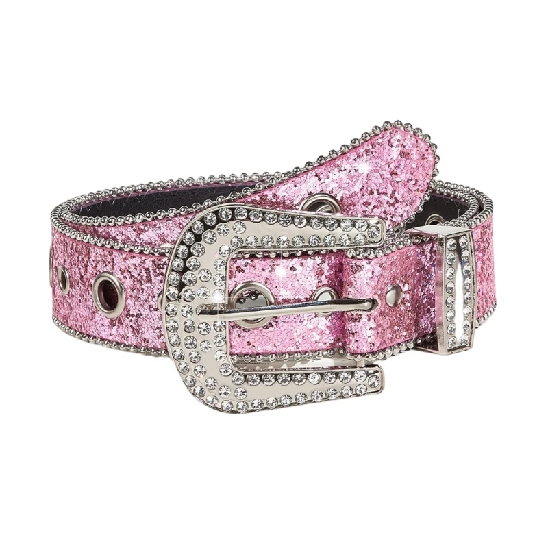 

Pink Color Waist Belt Western Full Diamond Belt Cowgirl Cowboy Belt Dropship