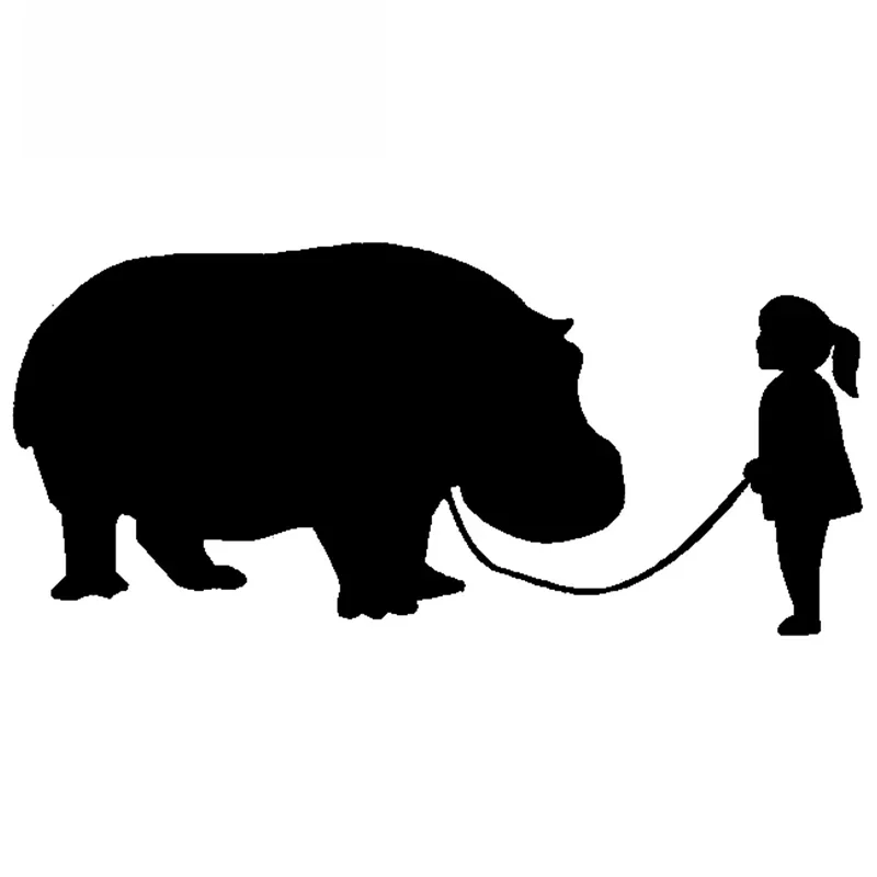 

for Girl Walking Hippo Car Stickers Fashionable Decals Vinyl Car Wrap Campervan JDM Assessoires Snowboard Scratch-Proof,15cm