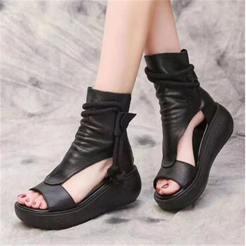 Women Summer Roman Sandals Boots 2023 Mid Heels Wedges Shoes Ladies Vintage PU Leather Sandalias Mujer Sapato Feminino
Women Summer Roman Sandals Boots 2023 Mid Heels Wedges Shoes Ladies Vintage PU Leather Sandalias Mujer Sapato Feminino