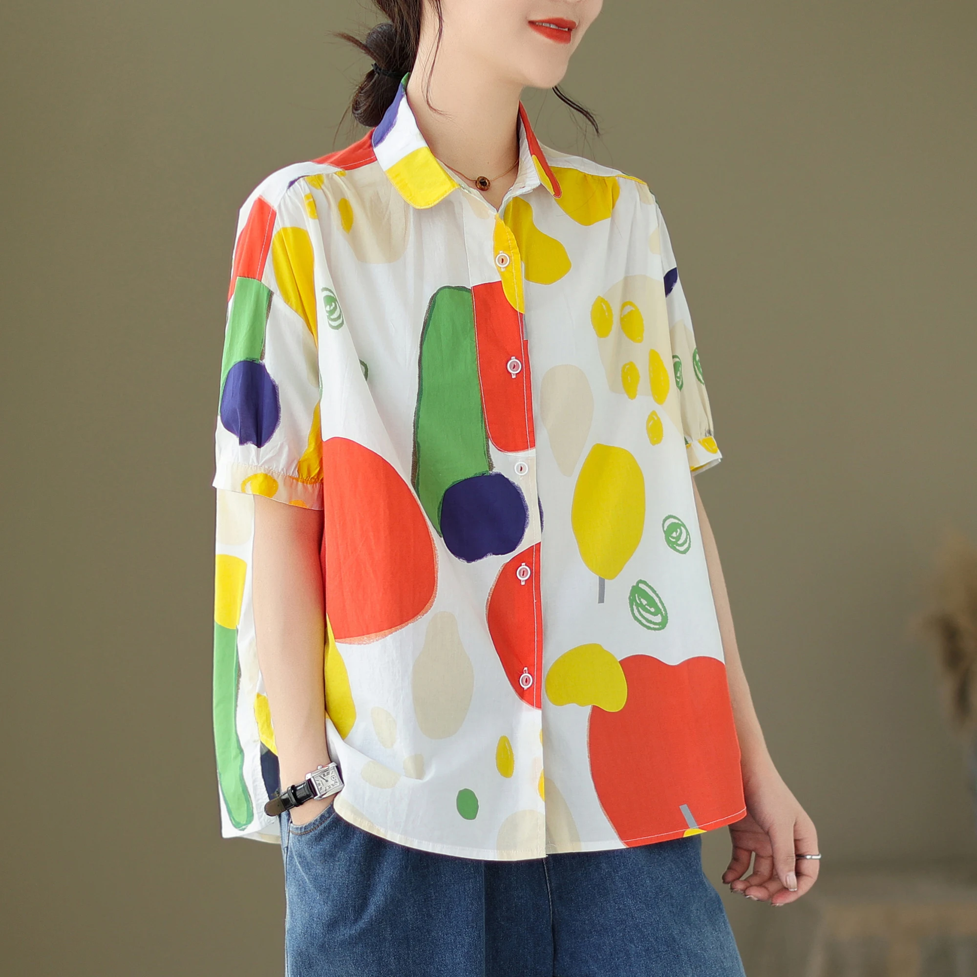2023 Summer New Casual Fun Graffiti Print Lapel Sweet Cute All-match Appears Thin Loose Short Sleeve Women Shirt Top Z342
2023 Summer New Casual Fun Graffiti Print Lapel Sweet Cute All-match Appears Thin Loose Short Sleeve Women Shirt Top Z342