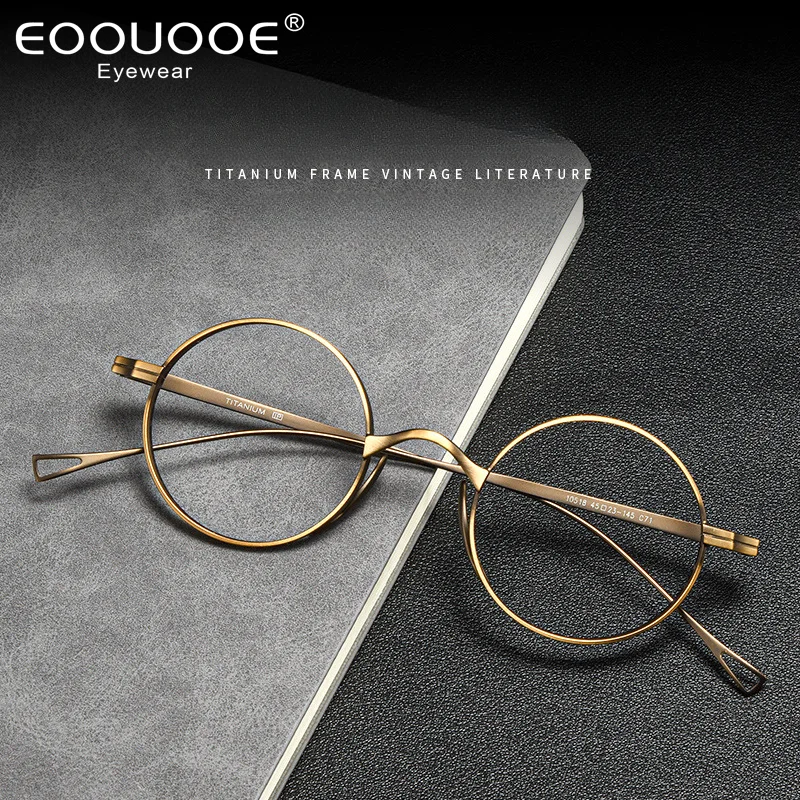

Japanese Pure Titanium Glasses Frame Handmade Retro Oval Round Men Eyeglasses Women Myopia Reading Eyewear Frames