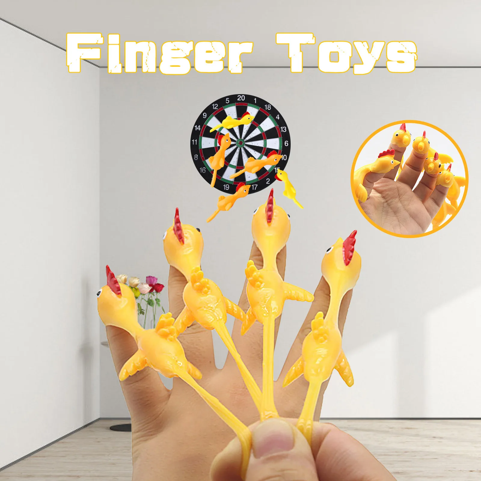 

20 PCS Creative Ejection Chicken Toy Light Rubber Finger Prank Flying Toy rubber chicken Scream Toy Chicken Squeeze Toys gift