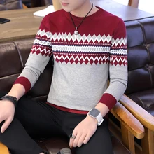 

2022 Autumn and Winter New Sweater Men's Thin Pullover Sweater Top British Contrast Color Sweater