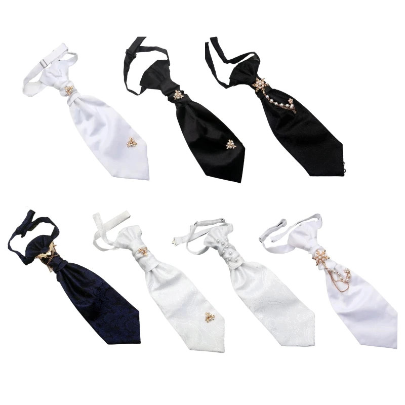 

Men Groom Wedding Suit Solid Paisley Necktie Pearl Metal Wing Chain Vintage Bowtie Evening Party Shirt Jewelry Bow Tie