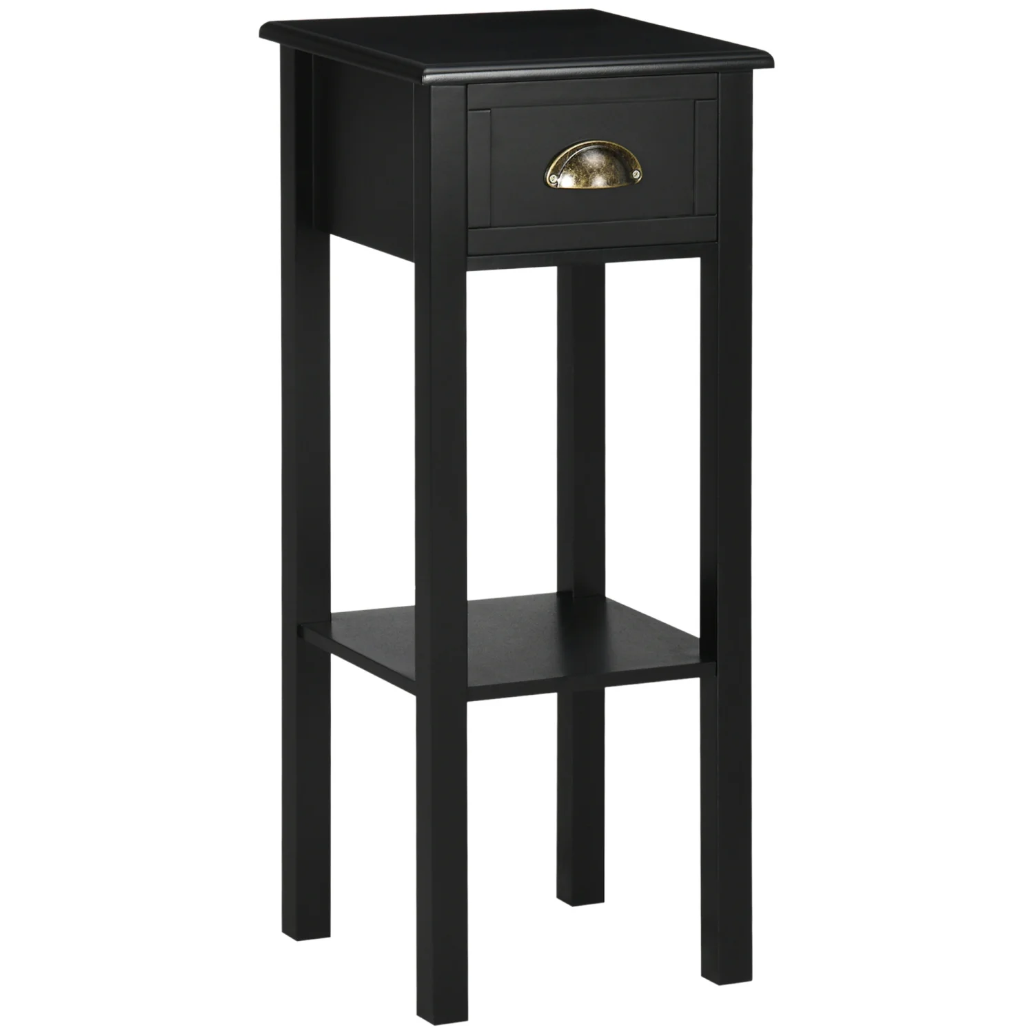 

Modern HOMCOM 29" Black 2-Tier Side Table with Drawer Shelf, Stylish End Table for Living Room Décor and Organization