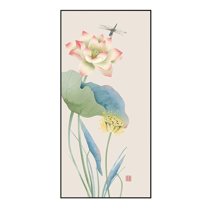 decoration painting, modern minimalist corridor mural, ink and lotus vertical plate, tea room and study
decoration painting, modern minimalist corridor mural, ink and lotus vertical plate, tea room and study