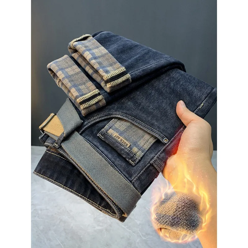 Fleece Padded Jeans Men's Winter High-End Fashion Skinny Pants Men's Casual Stretch Fleece Trousers pants
Fleece Padded Jeans Men's Winter High-End Fashion Skinny Pants Men's Casual Stretch Fleece Trousers pants
