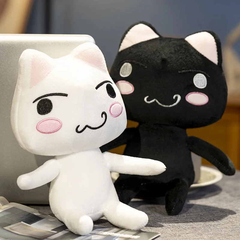 

New Toro Inoue Cat Plush Anime Game Doll Stuffed Kittens Plushie Cartoon Couple Black and White Cats Decor Gift for Kids Couple