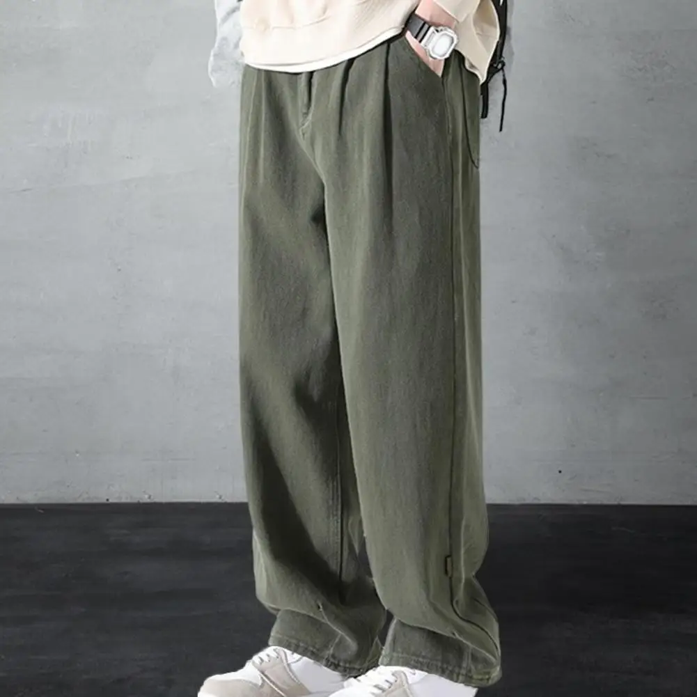 Straight Leg Pants Solid Color Pants Men's Wide-leg Retro Work Pants Breathable Versatile All-match Trousers for Casual Loose
Straight Leg Pants Solid Color Pants Men's Wide-leg Retro Work Pants Breathable Versatile All-match Trousers for Casual Loose