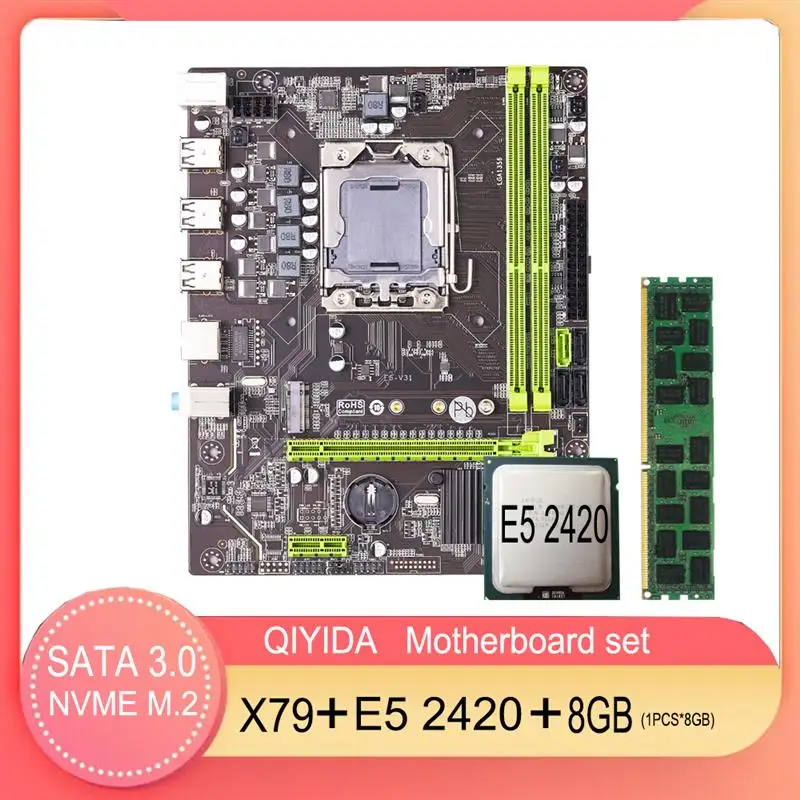 Лучшие комплекты материнских плат Qiyida x79 LGA1356 Xeon E5 2420 процессор 8 Гб * 1 DDR3 ECC ОЗУ память NVME M.2 SATA3 
Лучшие комплекты материнских плат Qiyida x79 LGA1356 Xeon E5 2420 процессор 8 Гб * 1 DDR3 ECC ОЗУ память NVME M.2 SATA3