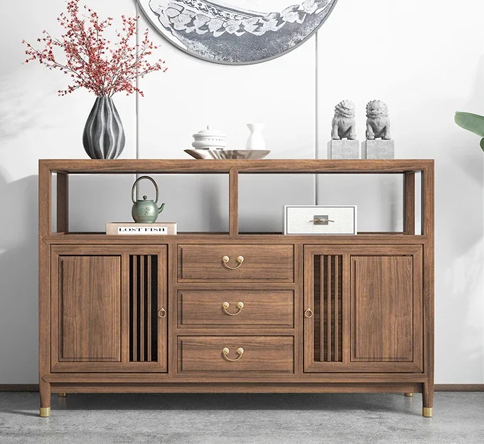 New Chinese Style Sideboard Cabinet Wall Zen Cabinet Tea Room Light Luxury Side Cabinet Xuan Solid Wood Walnut Color
New Chinese Style Sideboard Cabinet Wall Zen Cabinet Tea Room Light Luxury Side Cabinet Xuan Solid Wood Walnut Color