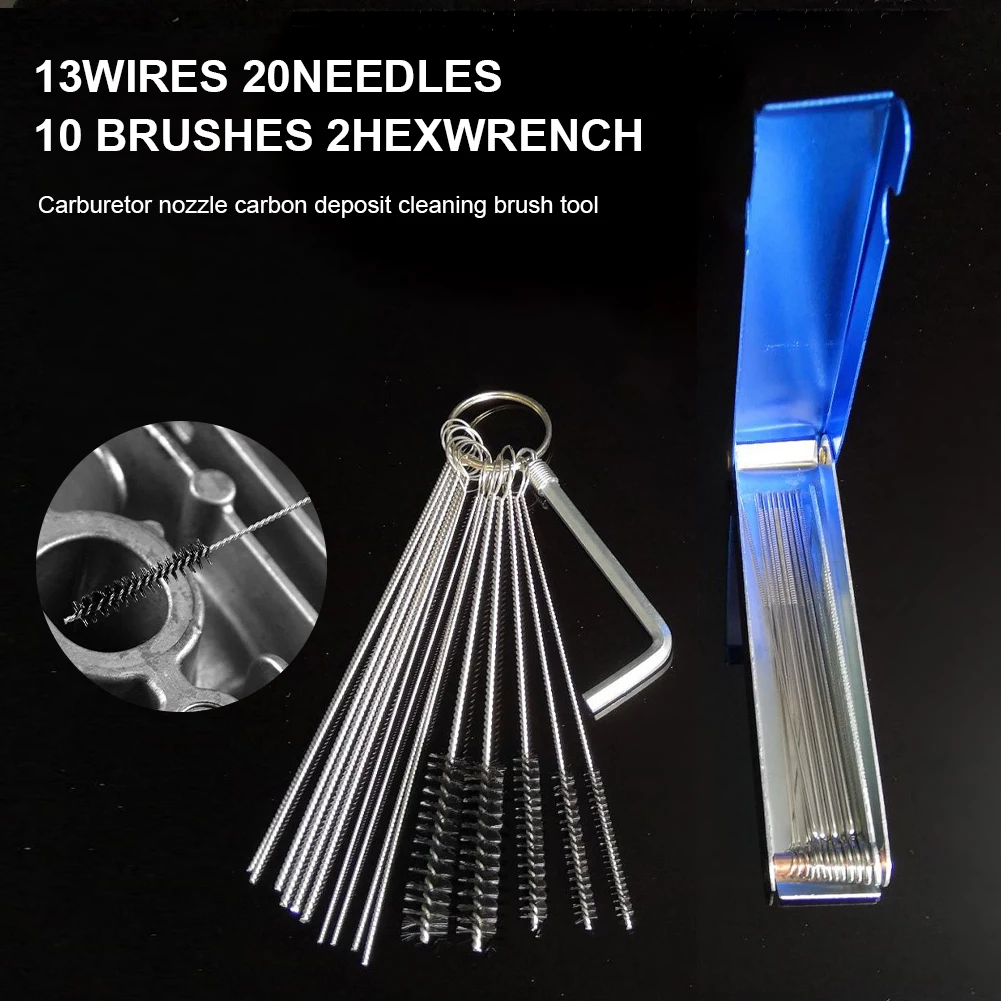 Carburetor Carbon Dirt Jet Remover Needle Brush Cleaning Tool with 32PCS Cleaning Wire 13PCS Brushes for Motorcycle ATV 45PCS
Carburetor Carbon Dirt Jet Remover Needle Brush Cleaning Tool with 32PCS Cleaning Wire 13PCS Brushes for Motorcycle ATV 45PCS