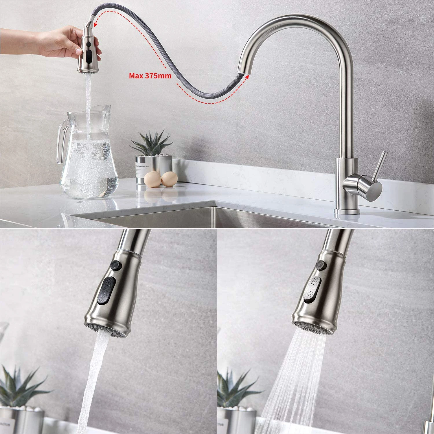 Generic Kitchen Faucet With Pull Down Sprayer 360° Swivelling Kitchen
