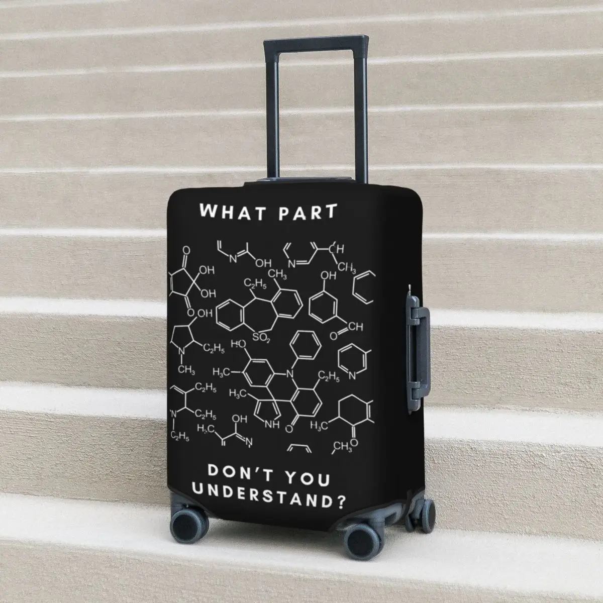 

Funny Chemistry Suitcase Cover Vacation Custom Geometric Strectch Luggage Case Cruise Trip Protector