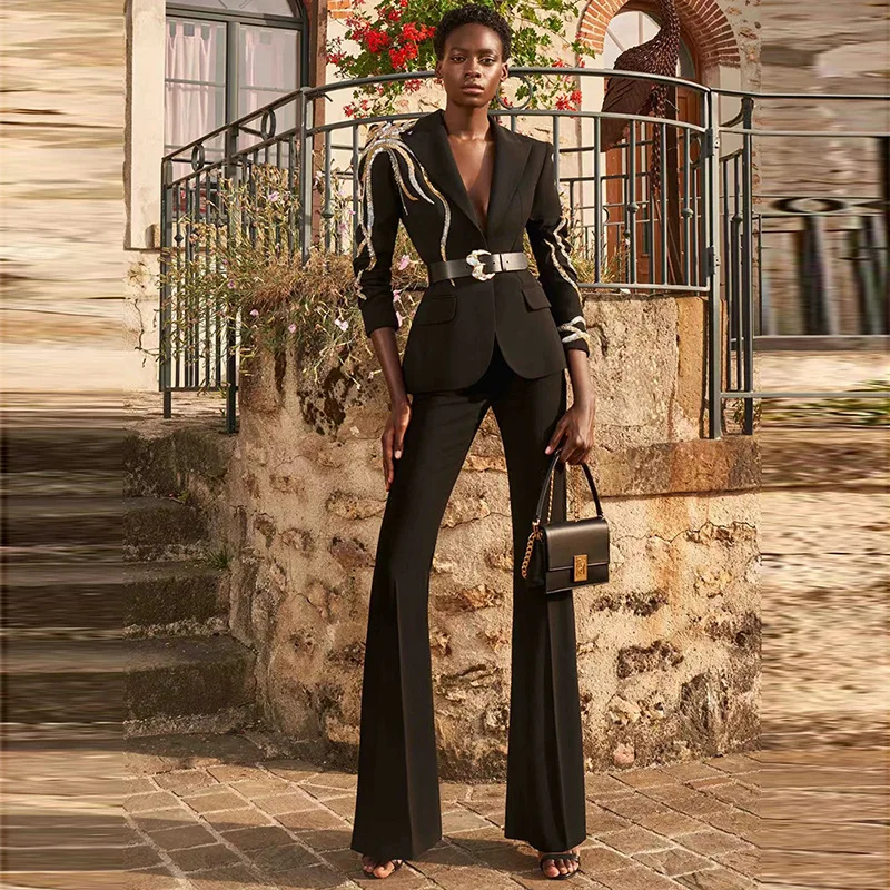 Spot 2023 New European and American Celebrities Temperament Color Diamond Hot Drill Belt Suit Bell-bottoms Set Two
Spot 2023 New European and American Celebrities Temperament Color Diamond Hot Drill Belt Suit Bell-bottoms Set Two