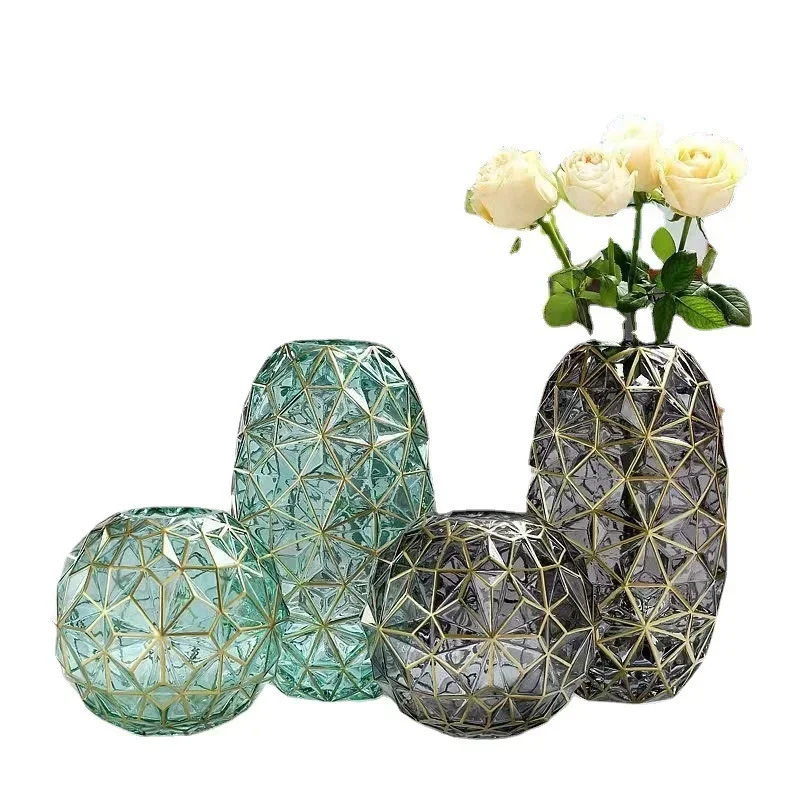 

Light Luxury Nordic Glass Vase Living Room Decoration Flowers Arrangement Creative Flower Vase Home Decoration Accessories