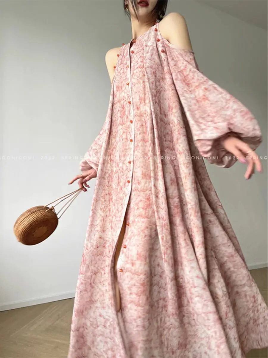Printed Long Dress Women Summer Elegant Fashion Spring Lace-up Single-breasted A-line Casual Dresses Female Beach Loose Clothing
Printed Long Dress Women Summer Elegant Fashion Spring Lace-up Single-breasted A-line Casual Dresses Female Beach Loose Clothing