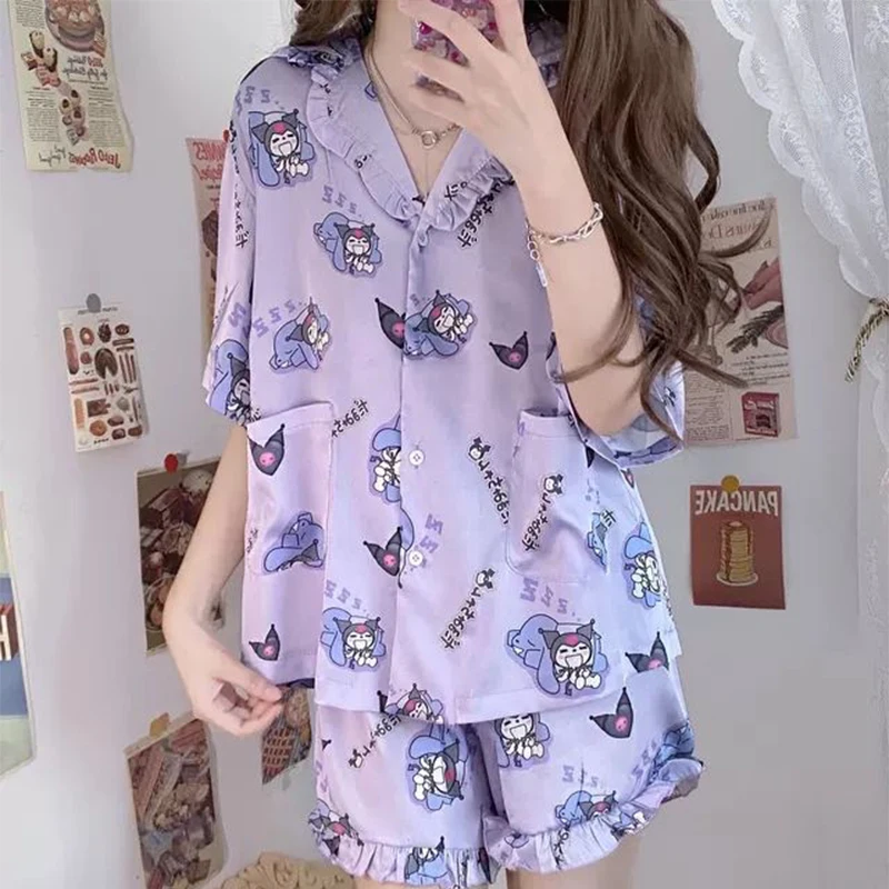 Kuromi Hello Kitty Anime Kawaii Sanrio Short Sleeve Pants Pajamas Cute Cinnamoroll Ins Two-Piece Home Wear Clothes Girls Gifts
Kuromi Hello Kitty Anime Kawaii Sanrio Short Sleeve Pants Pajamas Cute Cinnamoroll Ins Two-Piece Home Wear Clothes Girls Gifts