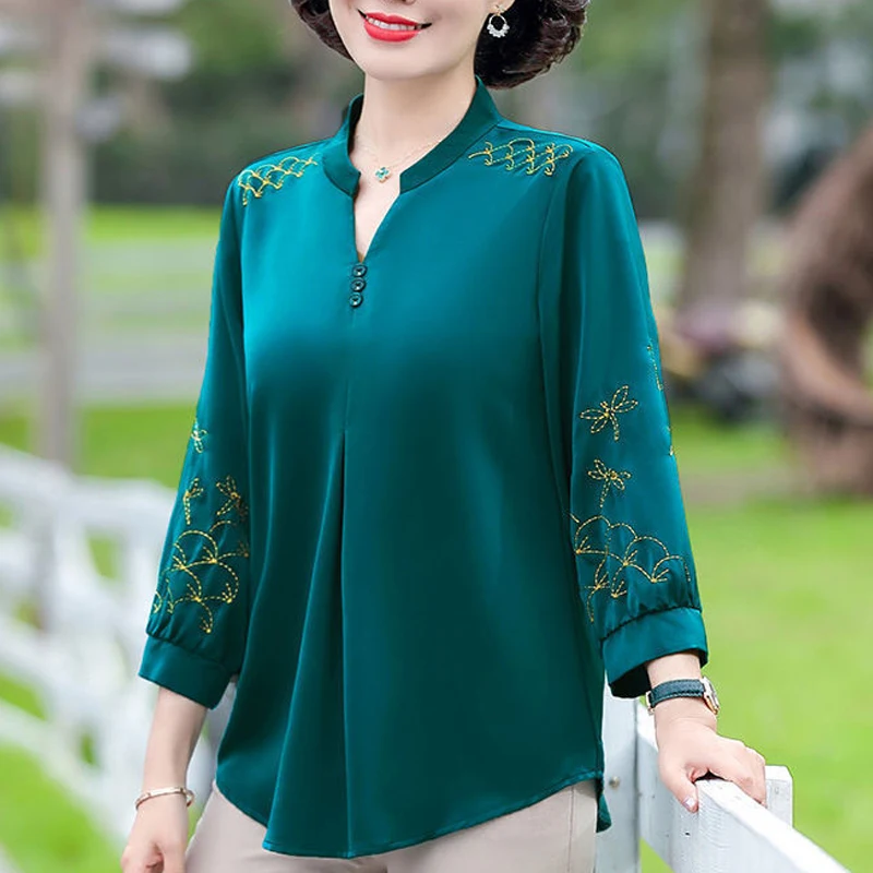 Women Clothes Vintage Embroidery Elegant Blouses Summer Fashion V Neck Three Quarter Sleeve Shirts Solid Loose Ladies Tops S-5XL
Women Clothes Vintage Embroidery Elegant Blouses Summer Fashion V Neck Three Quarter Sleeve Shirts Solid Loose Ladies Tops S-5XL
