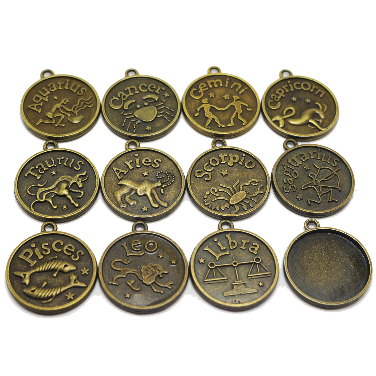 12 Bronze Alloy Astrology Horoscopes Pendants Blank Cabochon Setting Inner 20mm
12 Bronze Alloy Astrology Horoscopes Pendants Blank Cabochon Setting Inner 20mm