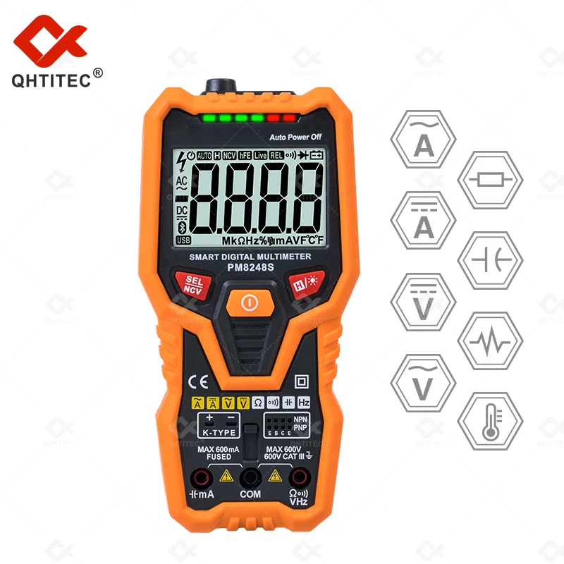 QHTITEC Professional Digital Tester Polymeter 6000 Counts Inteligent Multimeter Auto Range Smart Ammeter Voltmeter 3 In 1 NCV
QHTITEC Professional Digital Tester Polymeter 6000 Counts Inteligent Multimeter Auto Range Smart Ammeter Voltmeter 3 In 1 NCV