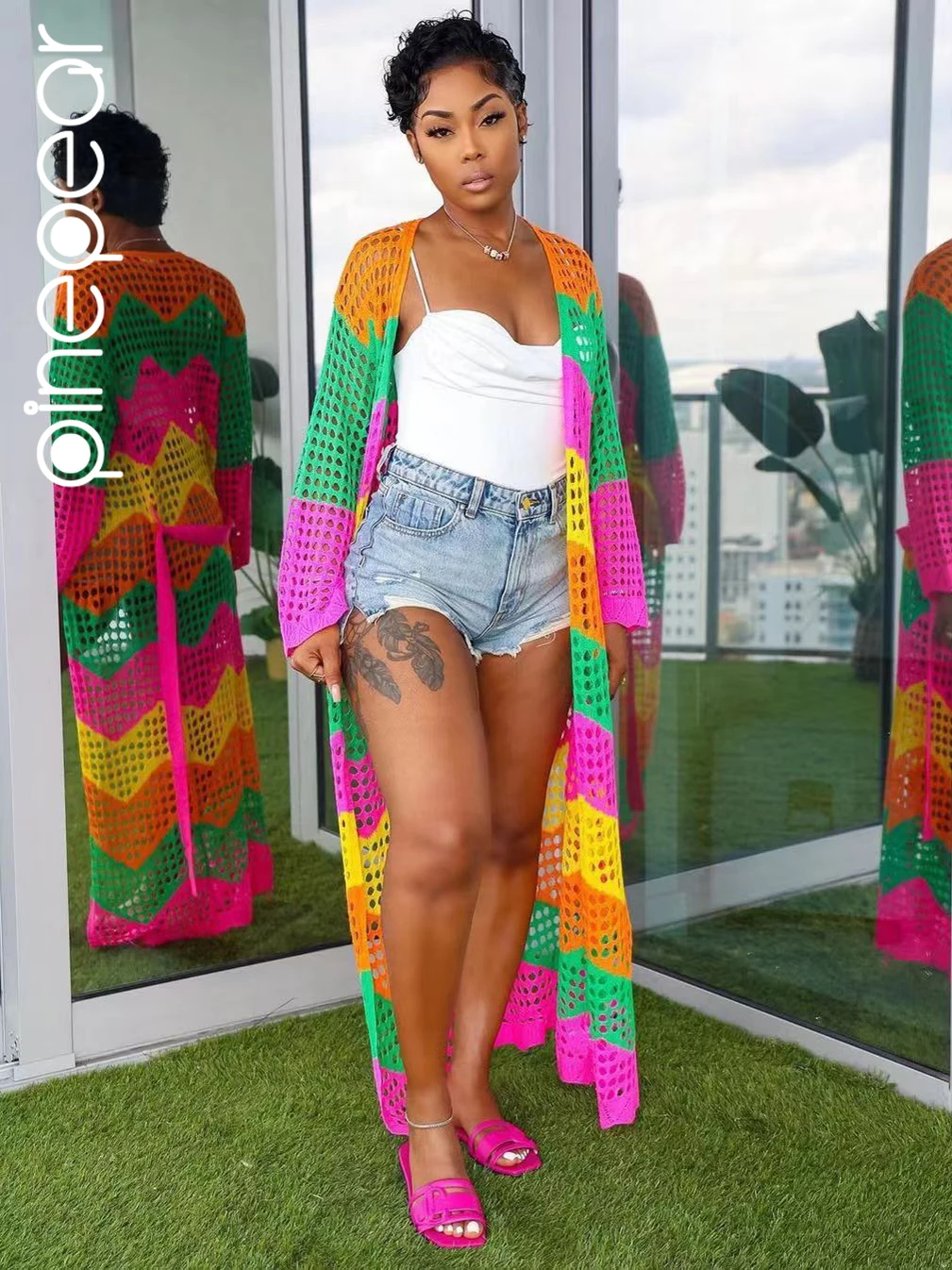 PinePear Hollow Knit Summer Cardigans Colorful Boho Style Beach Cover Up with Belt Women Open Stitch Full Sleeve Long Robe Tunic
PinePear Hollow Knit Summer Cardigans Colorful Boho Style Beach Cover Up with Belt Women Open Stitch Full Sleeve Long Robe Tunic