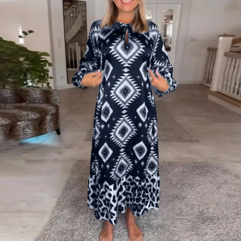2024 Women Long Sleeve Leopard Geometry A Line Dress Retro Lady Robe Dresses Spring Autumn Female Button O Neck Party Maxi Dress
2024 Women Long Sleeve Leopard Geometry A Line Dress Retro Lady Robe Dresses Spring Autumn Female Button O Neck Party Maxi Dress