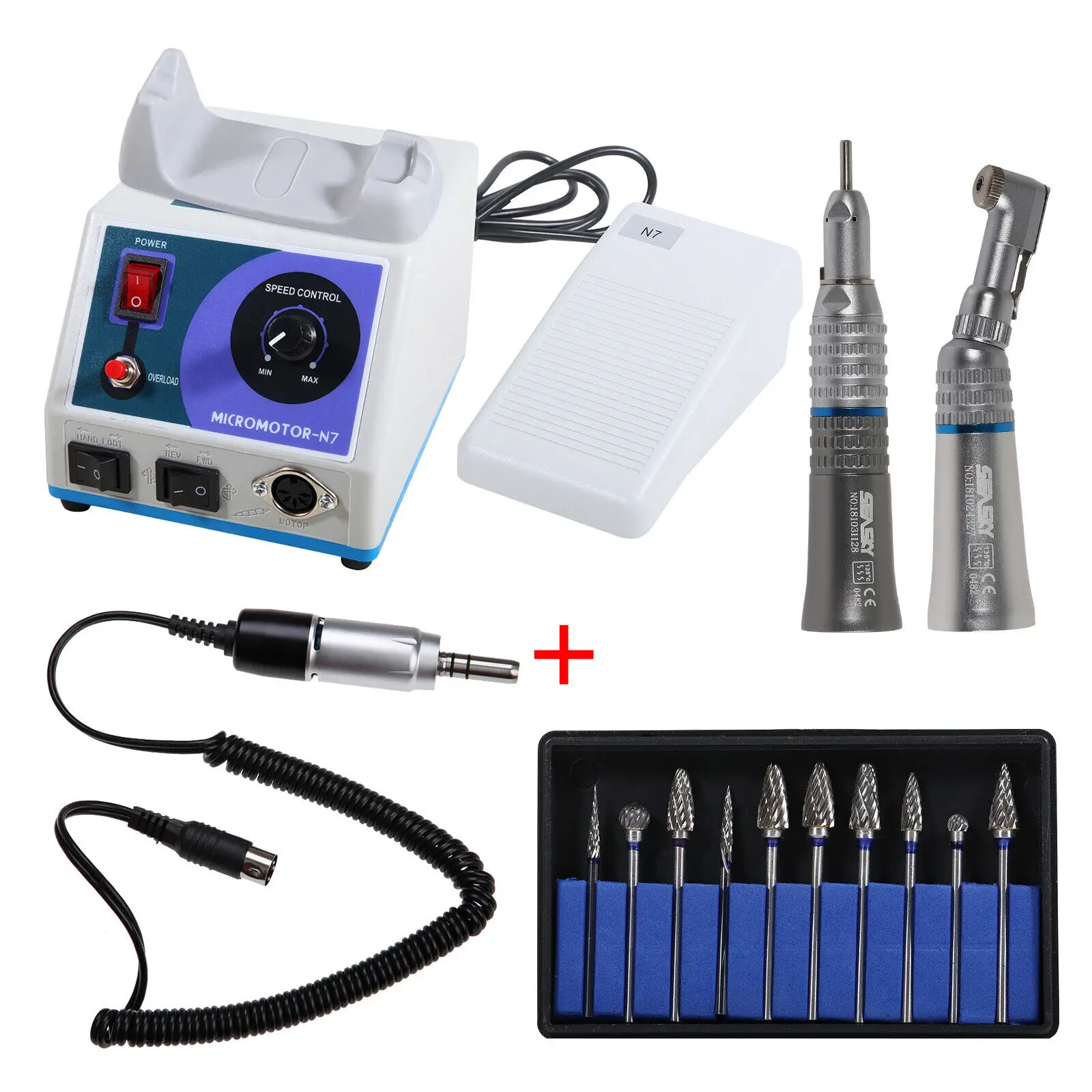 

Dental Marathon Electric Polishing Micromotor N7 35K RPM +Low Speed Contra Angle Straight Nosecone Handpiece Fit Nsk+10 Drills