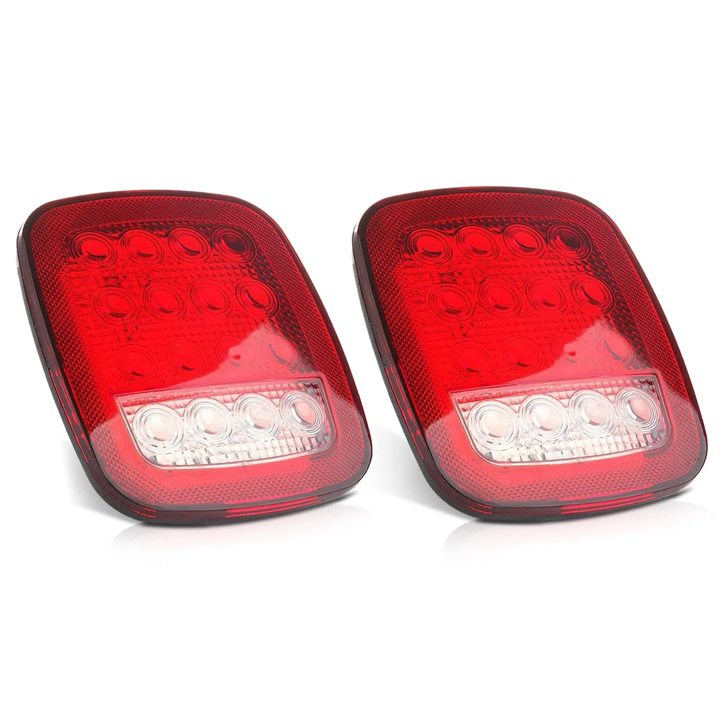 

Universal 16 LED Stop Tail Turn Signal Backup Reverse Brake Red/White for Wrangler YJ TJ JK CJ Truck Trailer Boat RV