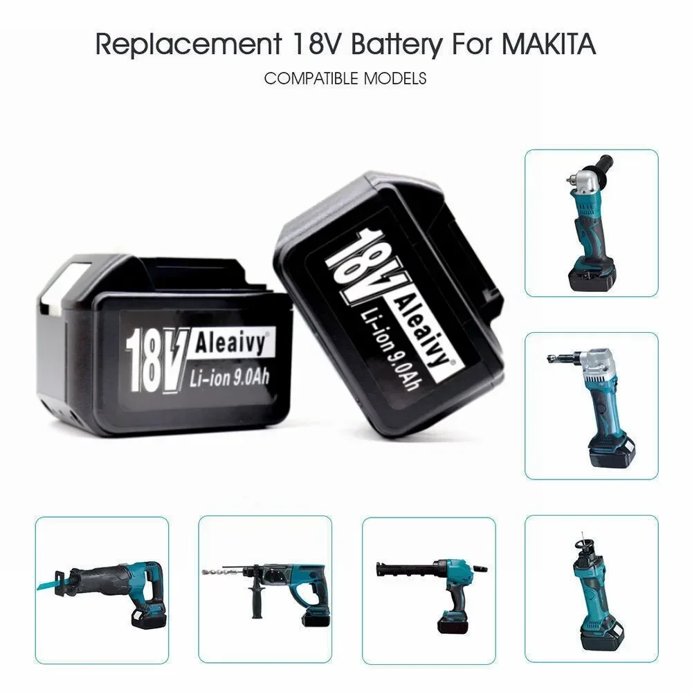 

Aleaivy BL1860 Rechargeable 18 V 6000mAh 9000mAh lithium-ion Battery for Makita 18v Battery BL1840 BL1850 BL1830 BL1860B BL1830B