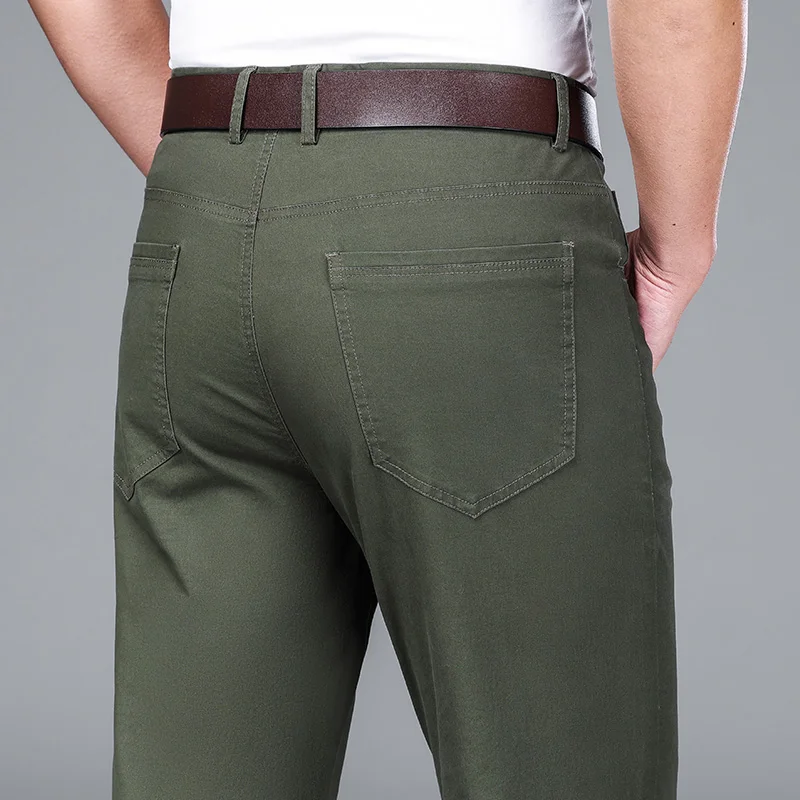 

5 Colors Summer Men's Thin Elastic Casual Pants 97.1% Cotton High Quality Business Fashion Solid Color Pants Male Khaki Trousers