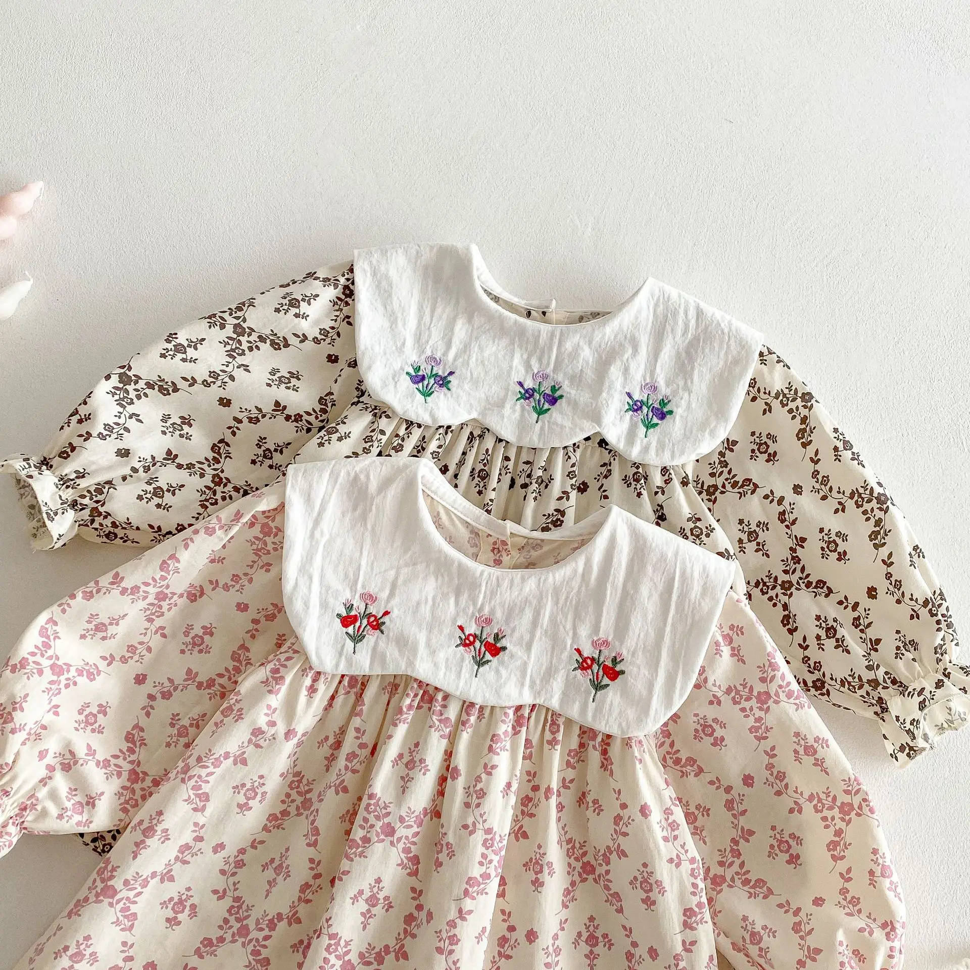 2025 Autumn New Girls Casual Dress Children Large Collar Flower Embroidery Dress Cotton Baby Girl Floral Princess Dress 26 S544390c21d74466f86078d9657f13451k