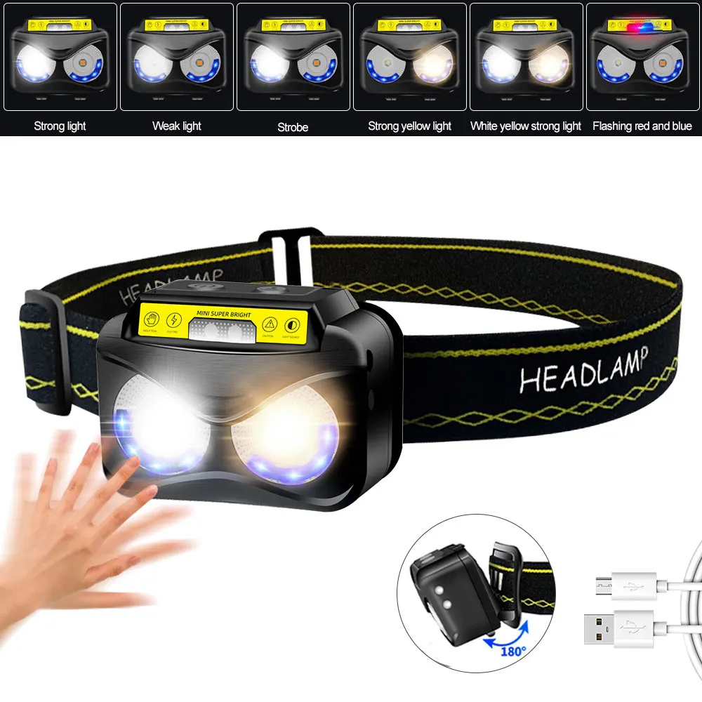 Waterproof Sensor Induction Headlight USB Rechargable Headlamp with Red/Blue Flashing Warning Light Camping Hiking Head Torch
Waterproof Sensor Induction Headlight USB Rechargable Headlamp with Red/Blue Flashing Warning Light Camping Hiking Head Torch