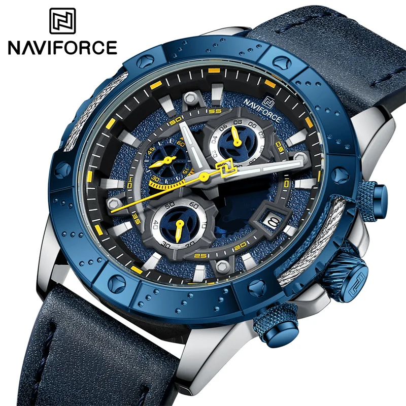 

NAVIFORCE Original Brand Watch For Men High Quality Multifunction Chronograph Leather Business Sports Wristwatches Reloj Hombre