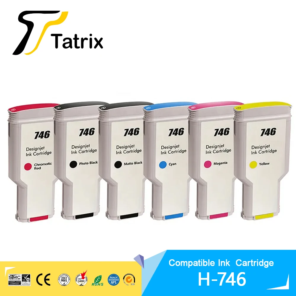 

Tatrix 746 P2V82A P2V83A P2V80A P2V78A Premium Compatible Color Inkjet Ink Cartridge for HP746 for HP DesignJet Z6/Z9 Printer