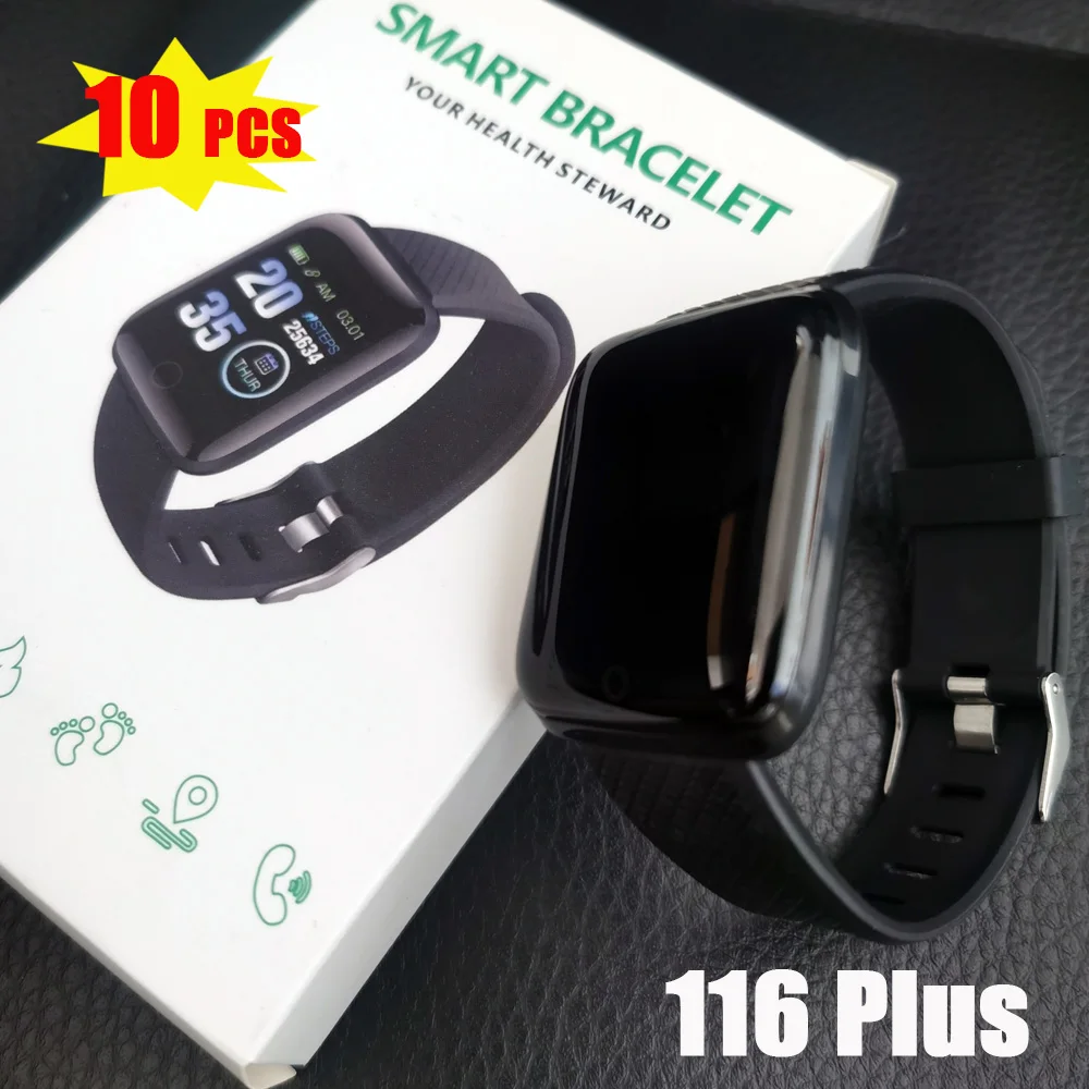 

116 Plus Smart Watch Men Women Bluetooth Bracelet Sport FitnessTracker D13 Smartwatch for Android Ios 10 Pieces