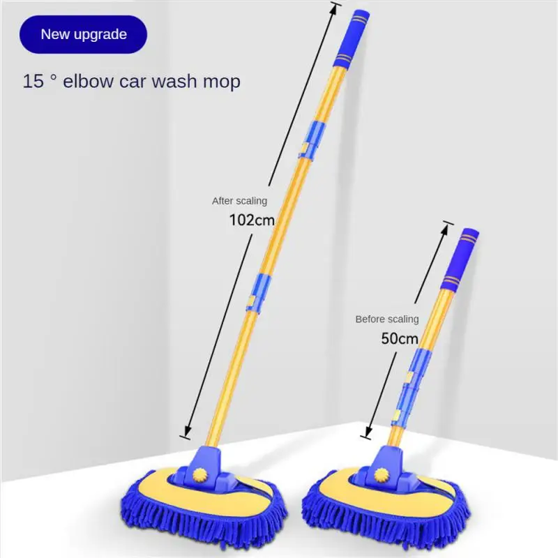 

Adjustable Telescoping Car Wash Brush Universal Long Handle Chenille Car Wash Mop 15° Bend Auto Cleaning Tools