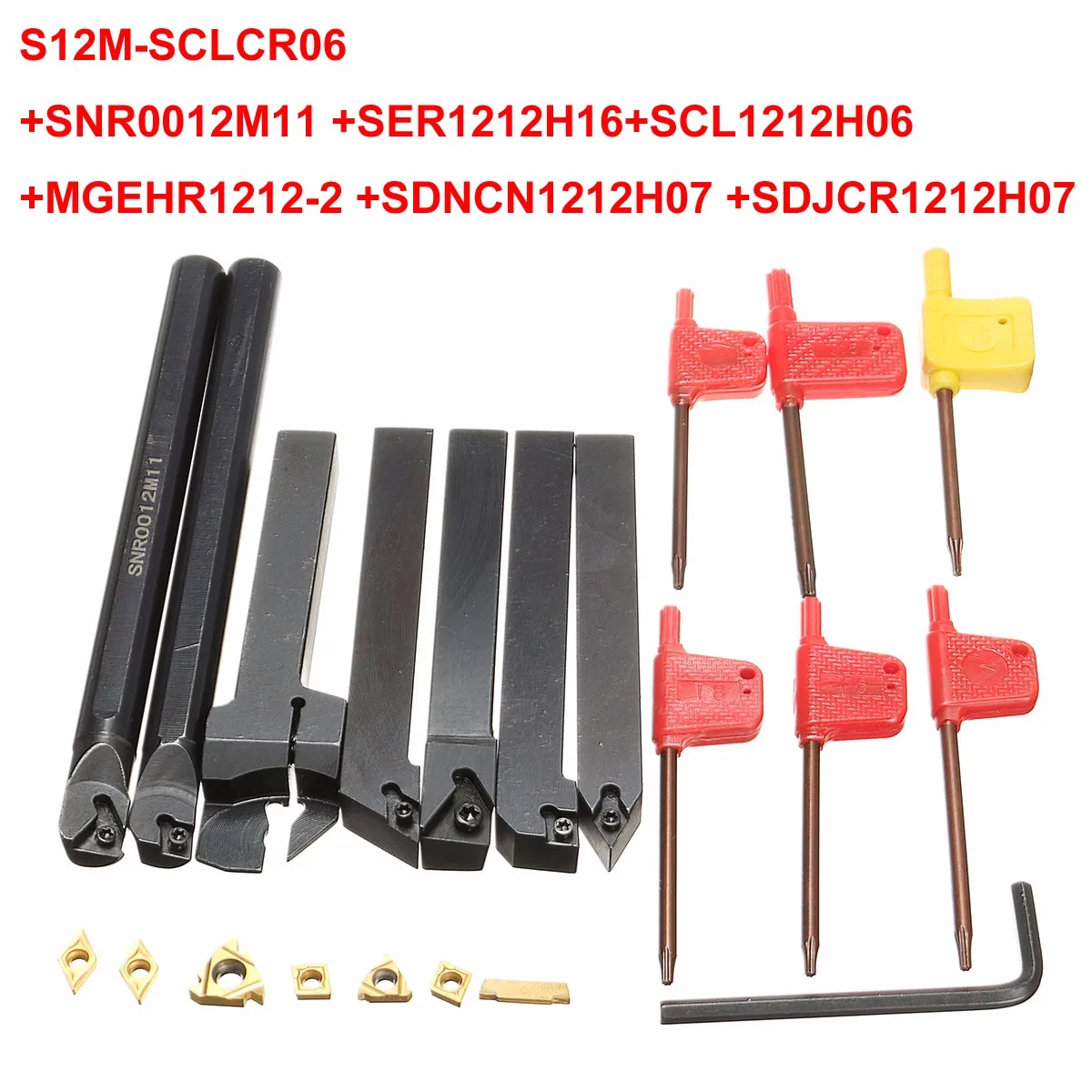 7pcs/set 12mm Shank Lathe Set Boring Bar Turning Tool Holder Kit With Carbide Inserts | Инструменты