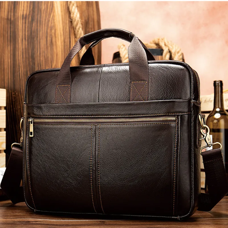 

Портфель мужской из натуральной воловьей кожи, роскошная вместительная сумка-мессенджер на плечо, деловая сумка для ноутбука 13,3 дюйма