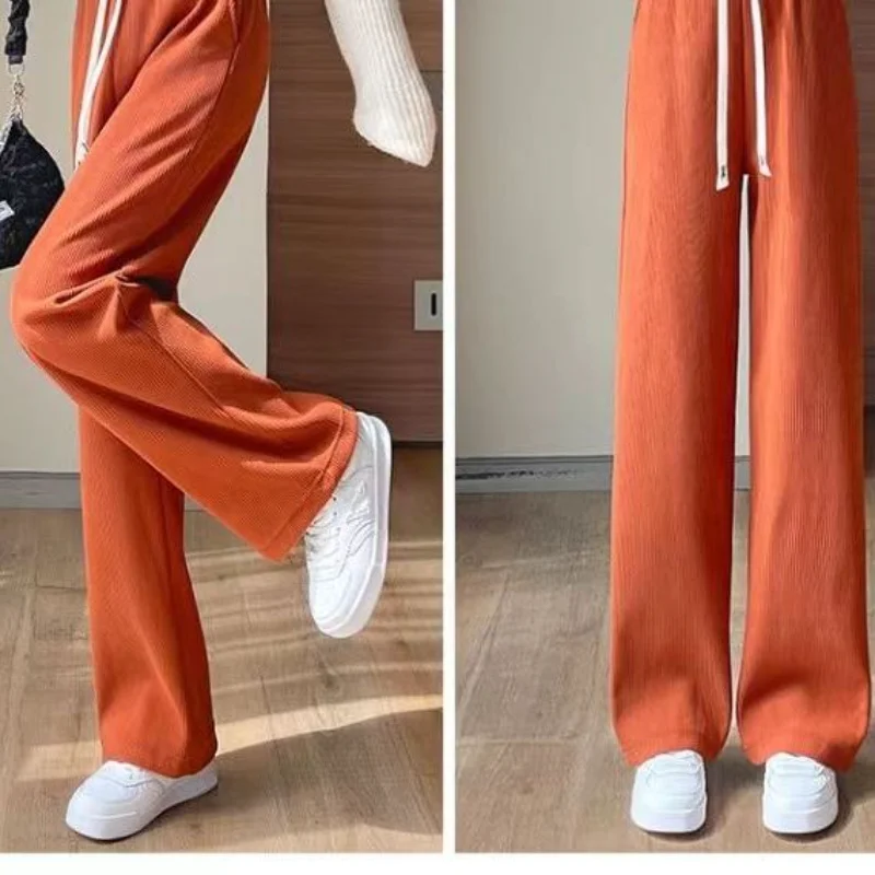 

2023 New Chenille Corduroy Loose Wide Legs Women's Pants Autumn High-waisted Loose Slim Casual Straight Leg Pants