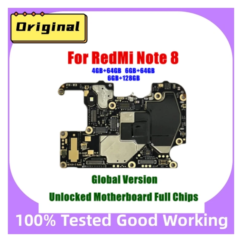 

Good Tested Full Work Original Unlock Motherboard For Xiaomi Redmi Note8 Note 8 Logic Circuit Board Plate Mainboard Global