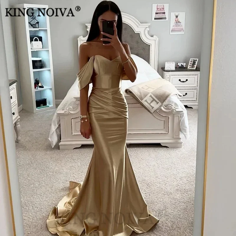KING Off The Shoulder Satin Mermaid Evening Dresses 2024 Sleeveless Pleat Prom Dress Floor Length Sweetheart vestidos de noche
KING Off The Shoulder Satin Mermaid Evening Dresses 2024 Sleeveless Pleat Prom Dress Floor Length Sweetheart vestidos de noche