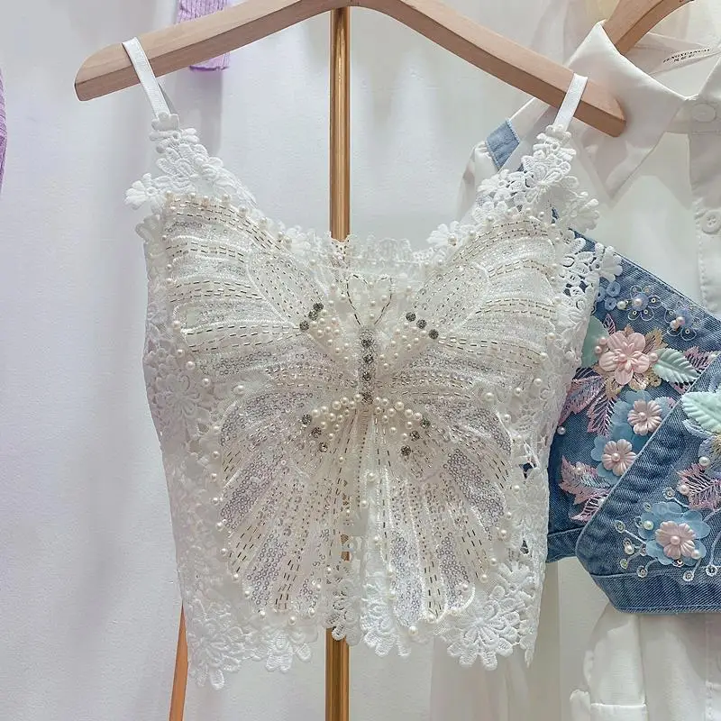 Summer New Sweet Y2K Heavy Industry Pearl Flower All-match Slim Interior Layering Anti Glare Beautiful Back Lace Sling Vest Tops
Summer New Sweet Y2K Heavy Industry Pearl Flower All-match Slim Interior Layering Anti Glare Beautiful Back Lace Sling Vest Tops