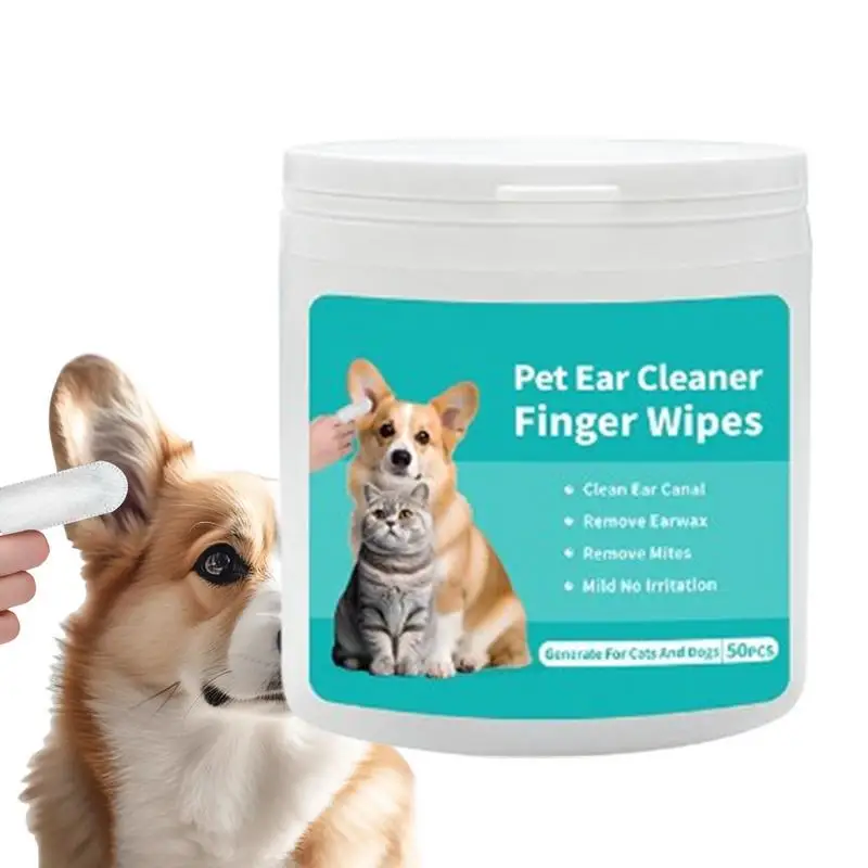 

50pcs Dog Ear Wipes Finger Pads Dog Ear Cleaning Wipes Remove Dirt Clean Dirty Ears Easily Itchy Skin Relief Pet Care Product