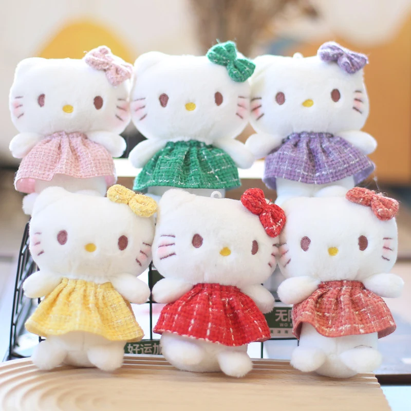 

Hello Kitty Plush Pendant Plushies Sanrio Keychain Stuffed Soft Doll Bag Cartoon Kawaii Kt Cat Keyring Accessories Free Shipping