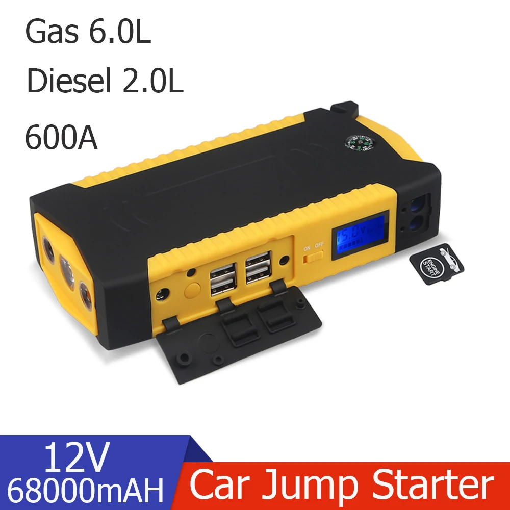 

600A Car Jump Starter with LED Light Starting Device Battery Power Bank Auto Emergency Booster Petrol Diesel Start Charger 12V