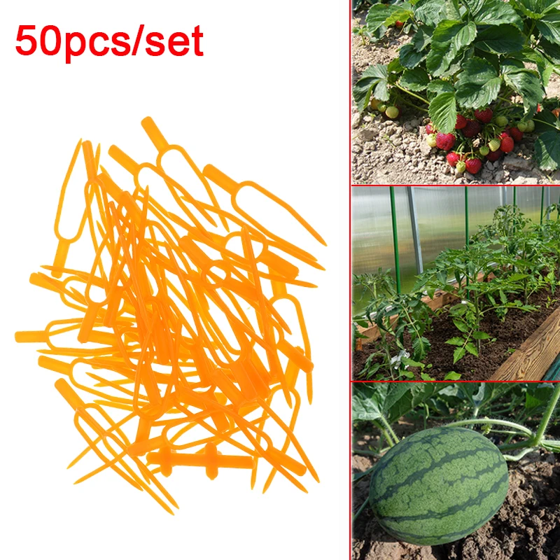 

50pcs Plastic Vine Presses Strawberry Planting Fork Watermelon Vine Fastening Fixture Plant Shape Support Gardening Accessories