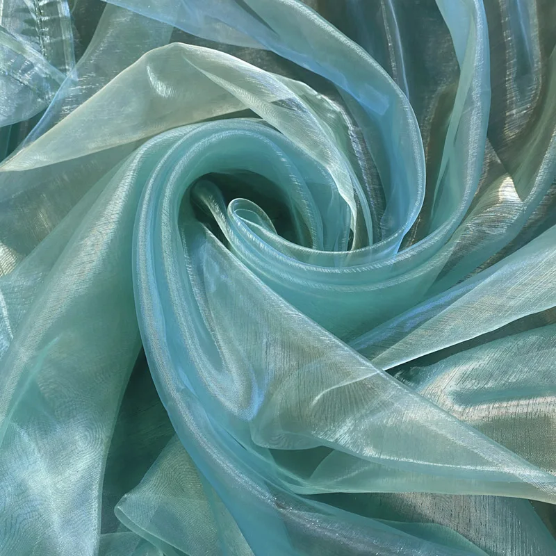 

5/10m Two Tone Shiny Sheer Organza Voile Fabric Iridescent Coloured Tulle Material for Dress and Decor